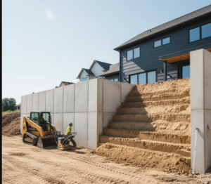 Remblaiement progressif pour ne pas pousser les murs