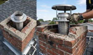 Fixation du tubage inox en tête de cheminée